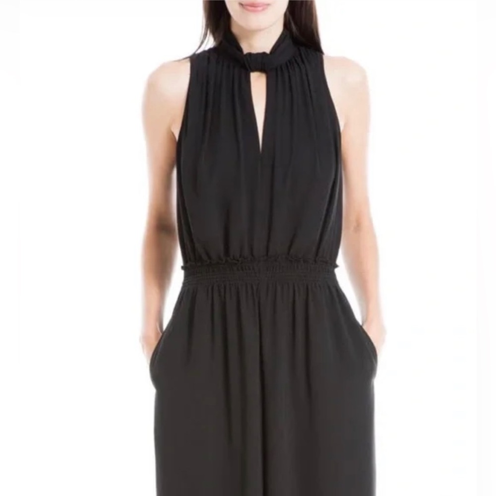 NWT, Max Studio, Mock Neck Sleeveless Stretch Crepe Jumpsuit, Size X-Small